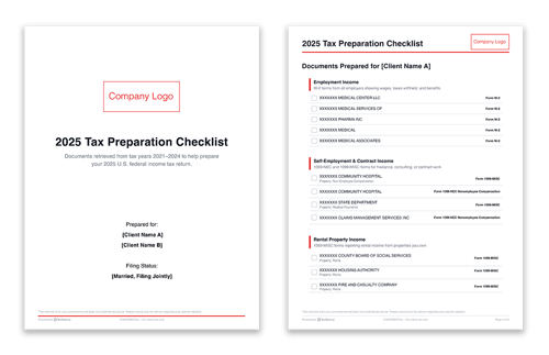 Tax Checklist Sample Image - 2 pages Tax Checklist Sample Image - 2 pages