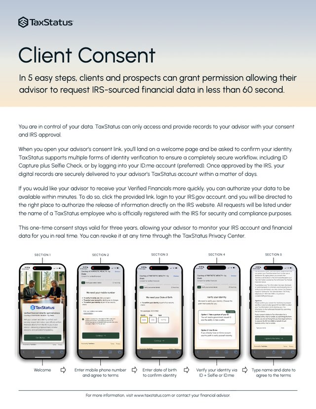 Cover of the client consent overview for new prospects