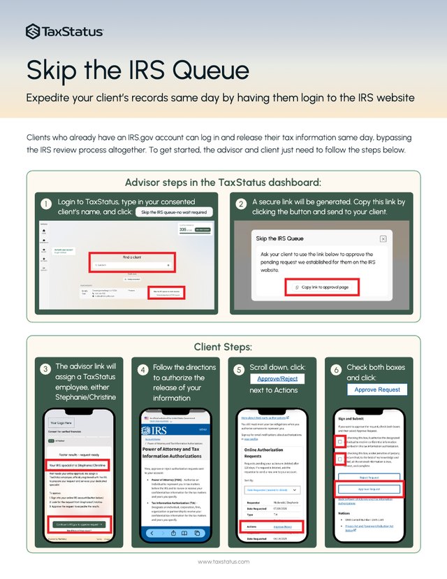 Cover of the Skip the IRS Queue advisor overview
