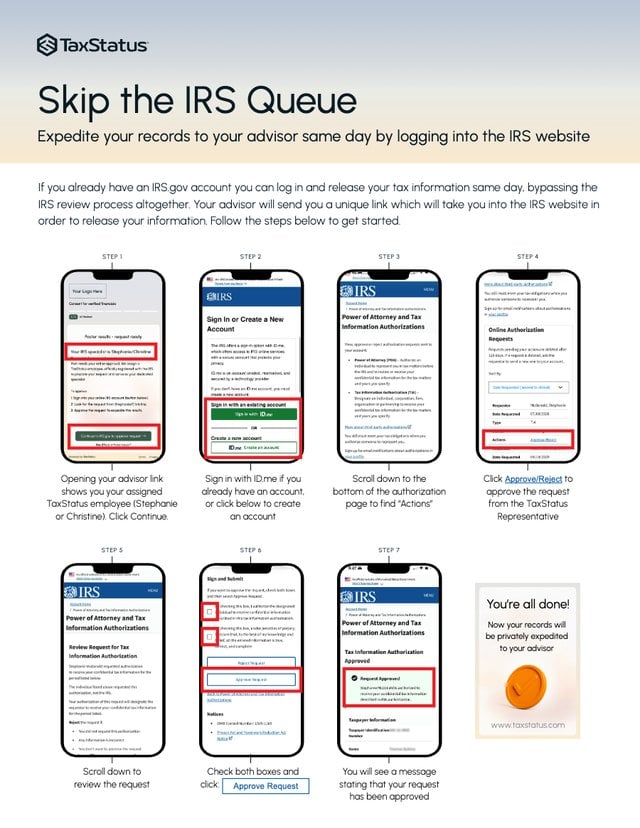 Cover of the Skip the IRS Queue client version